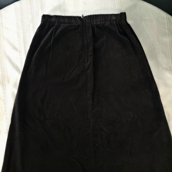 Vintage 70s Chessa Davis Velvet 100% Cotton Dark Brown A-Line Maxi Skirt Size 6 - Picture 9 of 10